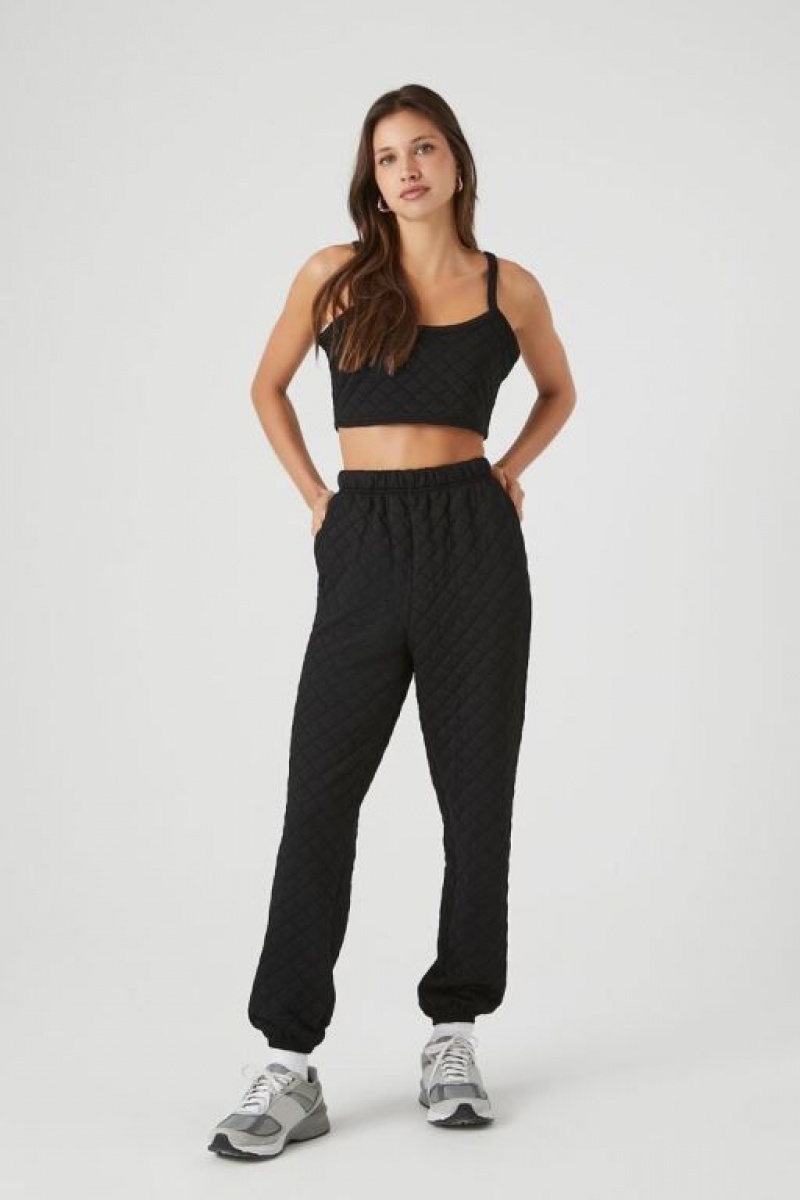 Pantalon Forever 21 Acolchado Ankle Joggers Mujer Negras | YQ8XxVOn2vu