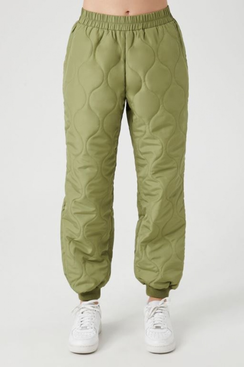 Pantalon Forever 21 Acolchado Nylon Joggers Mujer Verde Oliva | mv1Usn1Xtqc