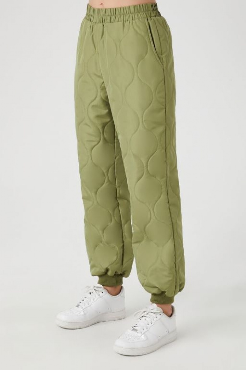 Pantalon Forever 21 Acolchado Nylon Joggers Mujer Verde Oliva | mv1Usn1Xtqc