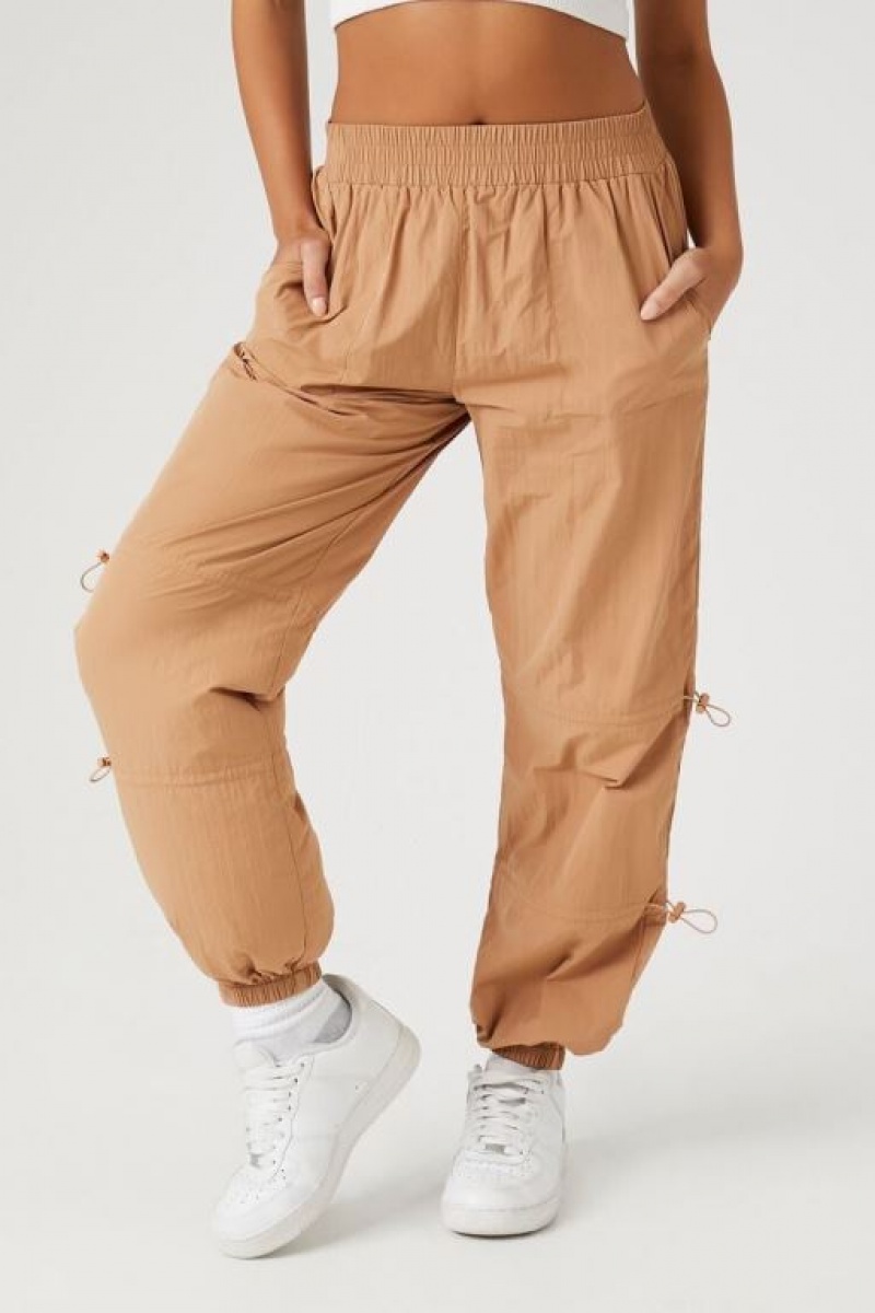 Pantalon Forever 21 Active Nylon Toggle Drawstring Joggers Mujer Carob | hbVNm8jH16T