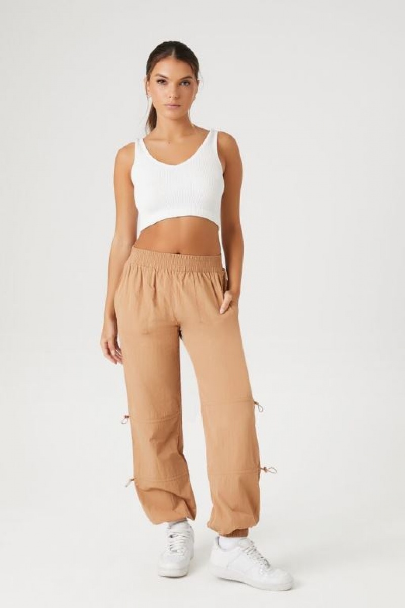 Pantalon Forever 21 Active Nylon Toggle Drawstring Joggers Mujer Carob | hbVNm8jH16T