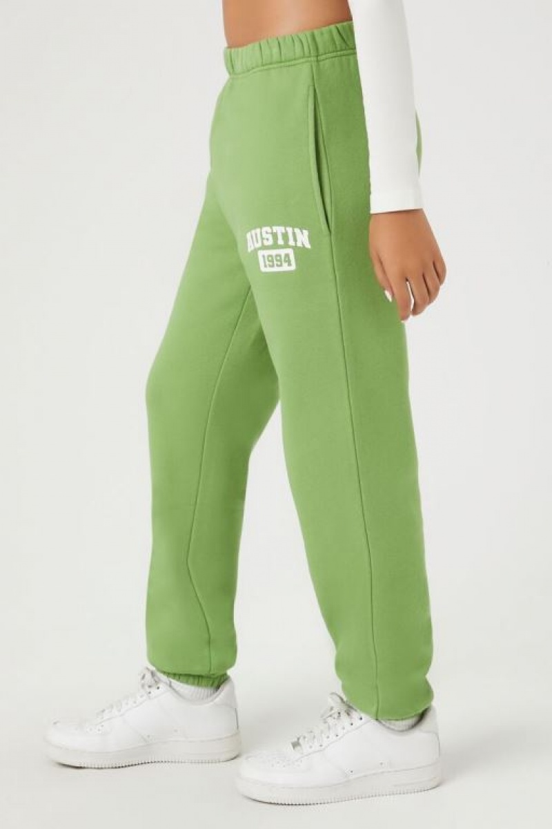 Pantalon Forever 21 Austin Estampadas Fleece Joggers Mujer Verde Multicolor | AKmcfq0A3Sj