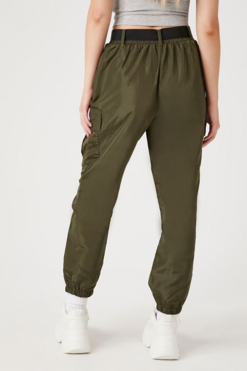 Pantalon Forever 21 Belted Cargo Joggers Mujer Verde Oliva | TuLcYclSg5N