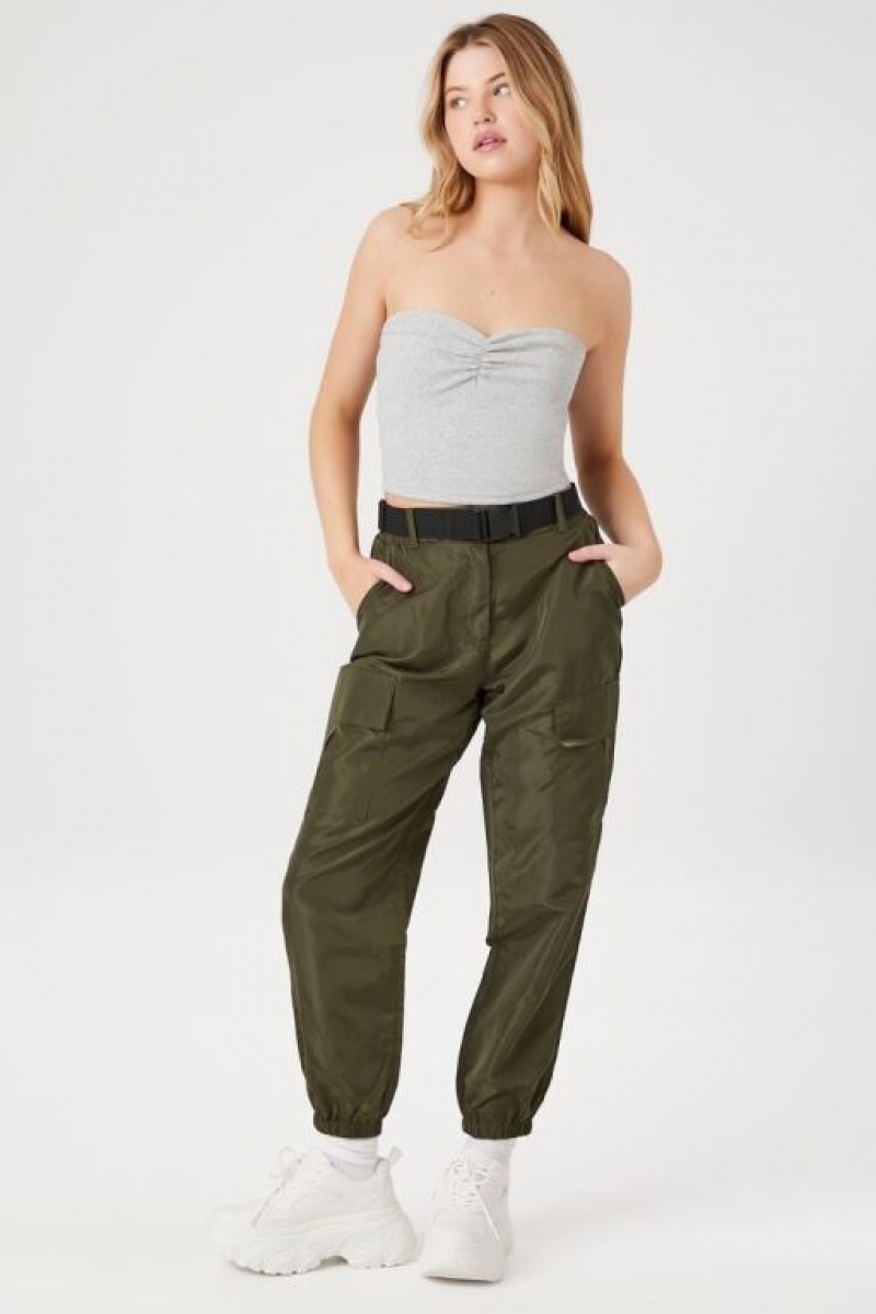 Pantalon Forever 21 Belted Cargo Joggers Mujer Verde Oliva | TuLcYclSg5N