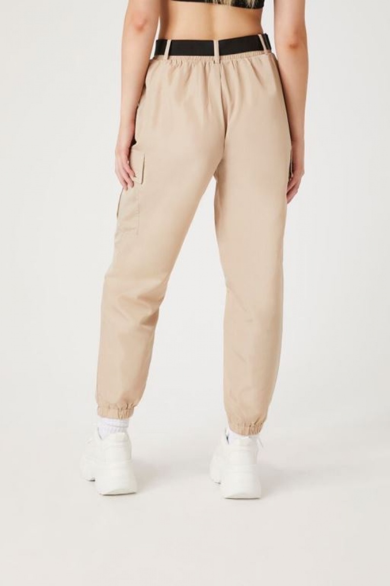 Pantalon Forever 21 Belted Cargo Joggers Mujer Kaki | A3iHZfdZcYi