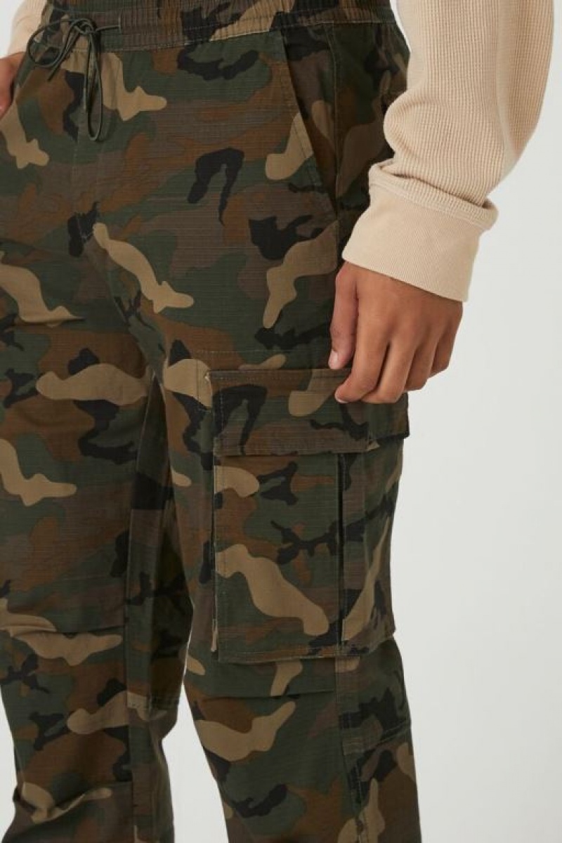 Pantalon Forever 21 Camo Print Cargo Joggers Hombre Verde Oliva Multicolor | xPtaWnQ0qzq