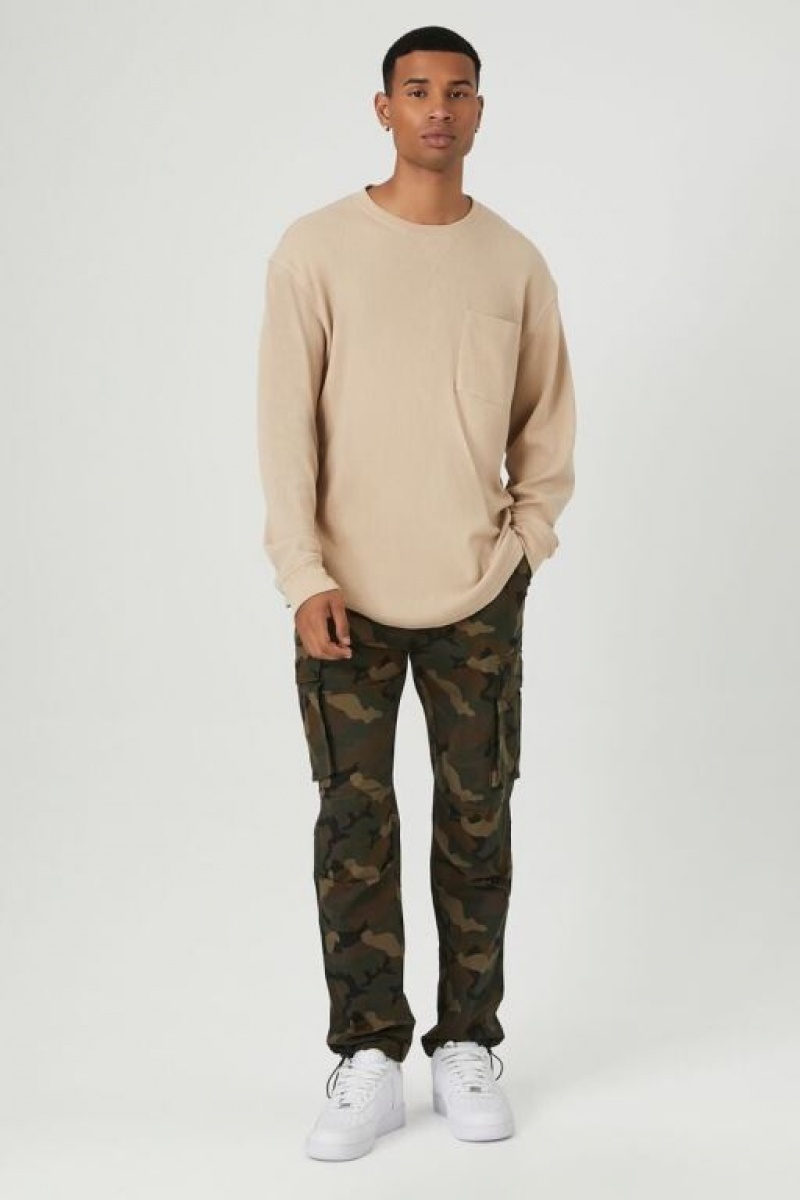 Pantalon Forever 21 Camo Print Cargo Joggers Hombre Verde Oliva Multicolor | xPtaWnQ0qzq