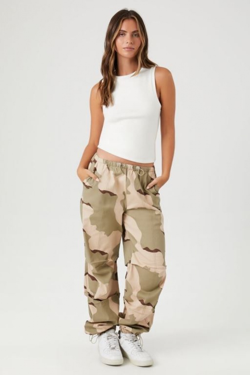 Pantalon Forever 21 Camo Print Toggle Joggers Mujer Marrones Multicolor | jvPBjUWAOel