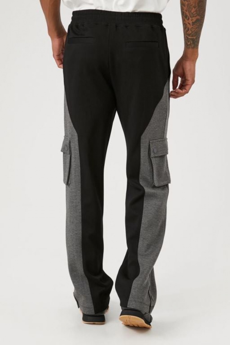 Pantalon Forever 21 Cargo Drawstring Colorblock Pocket Hombre Negras Gris | nOgMf9QCBdY