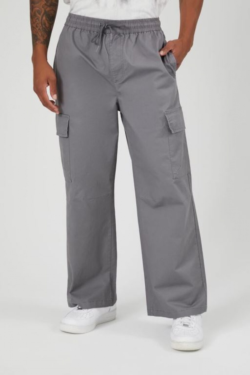 Pantalon Forever 21 Cargo Drawstring Hombre Gris | wXEMS6esH4d