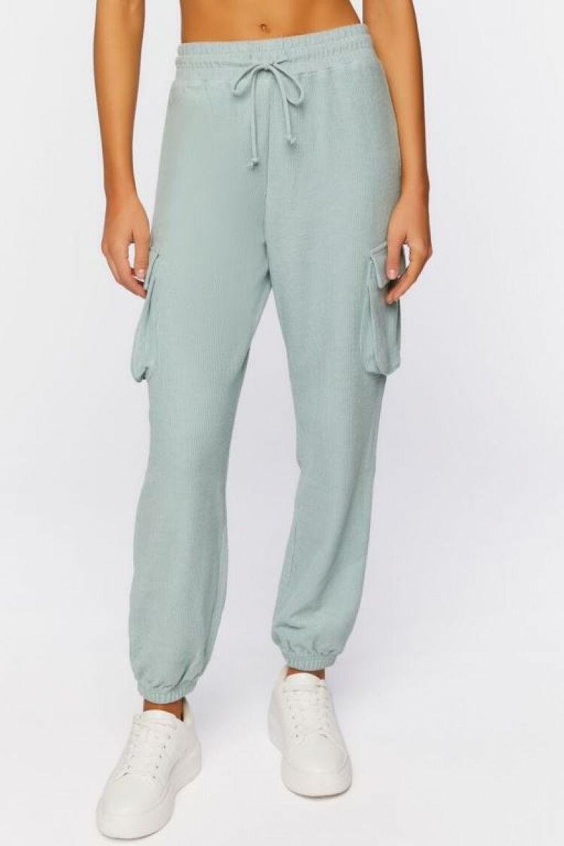 Pantalon Forever 21 Cargo Drawstring Joggers Mujer Gris Azules | 1Ty3rsPKO8G