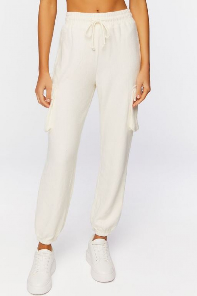 Pantalon Forever 21 Cargo Drawstring Joggers Mujer Creme | Ymi0VJn26BO