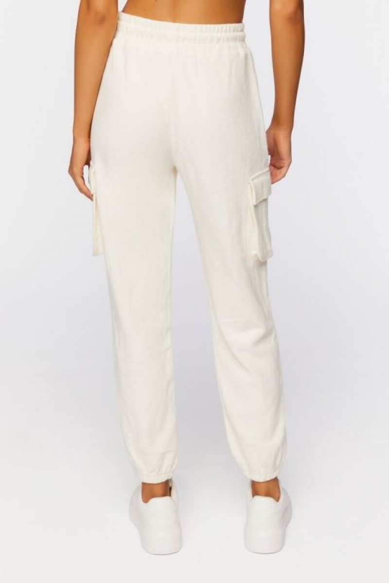 Pantalon Forever 21 Cargo Drawstring Joggers Mujer Creme | Ymi0VJn26BO