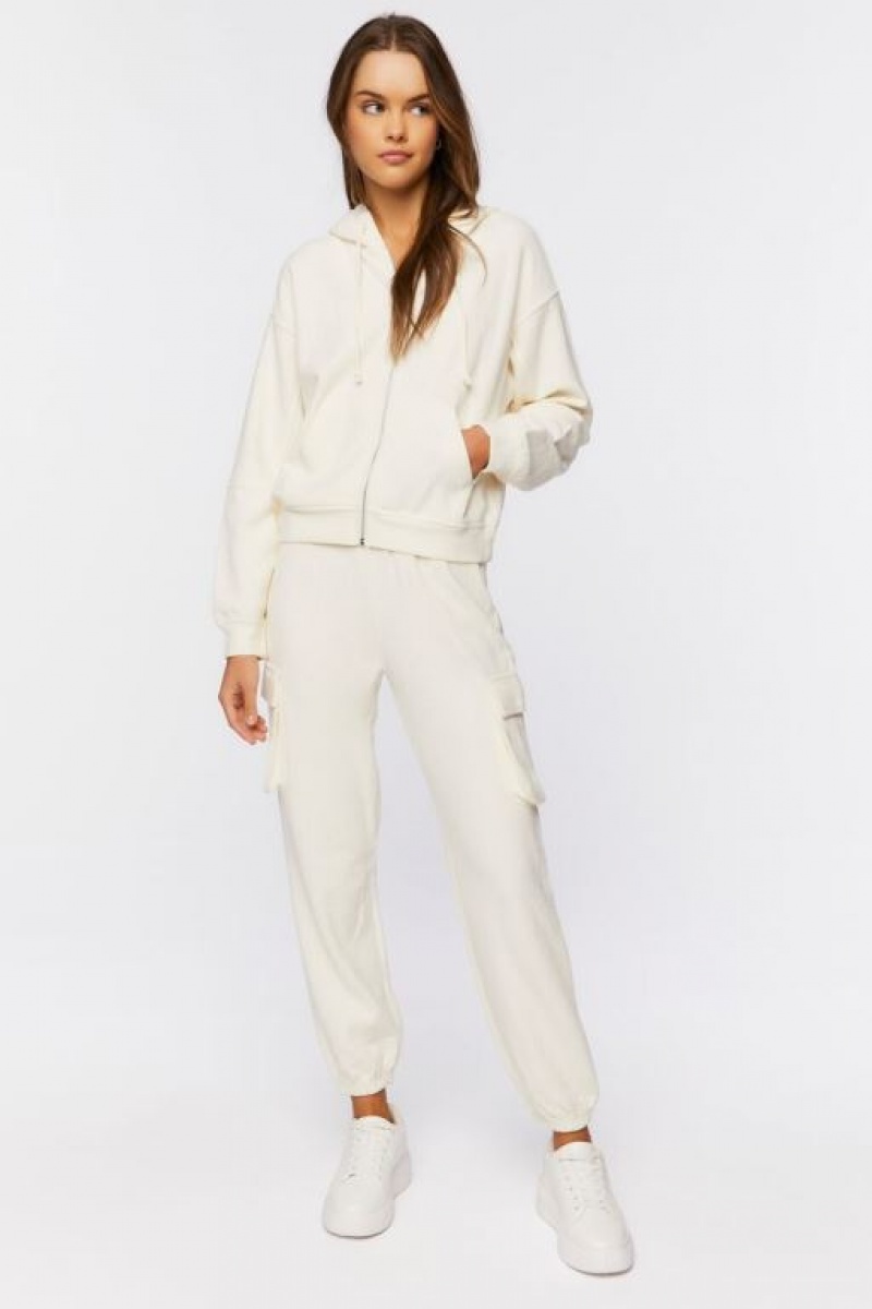 Pantalon Forever 21 Cargo Drawstring Joggers Mujer Creme | Ymi0VJn26BO