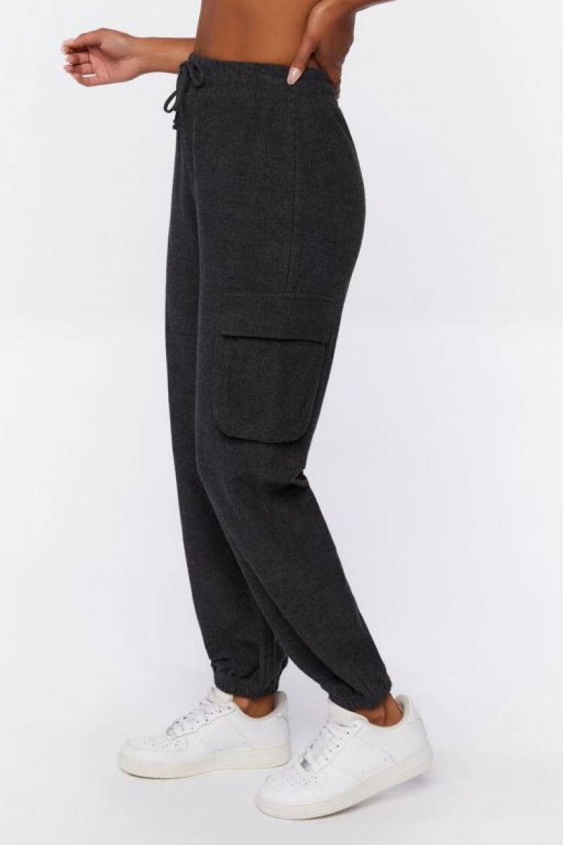 Pantalon Forever 21 Cargo Drawstring Joggers Mujer Negras | N3v4mXX2Ayw