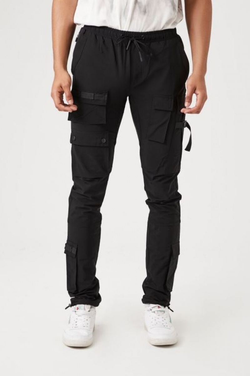 Pantalon Forever 21 Cargo Drawstring Joggers Hombre Negras | fUIjfMAZJLW