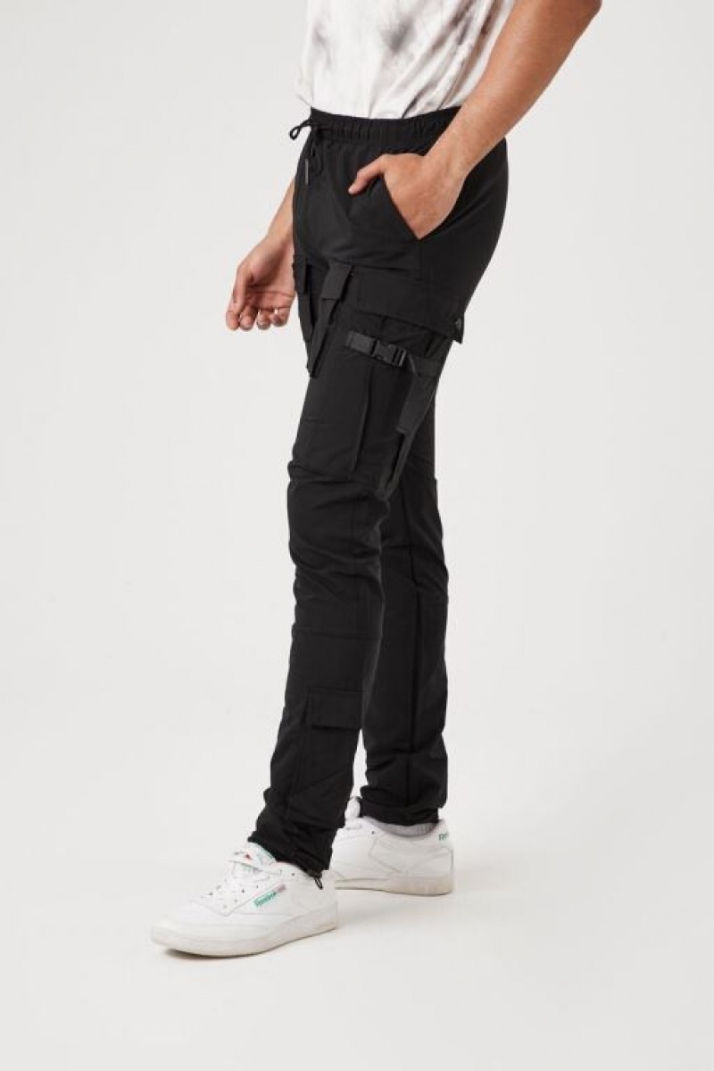 Pantalon Forever 21 Cargo Drawstring Joggers Hombre Negras | fUIjfMAZJLW