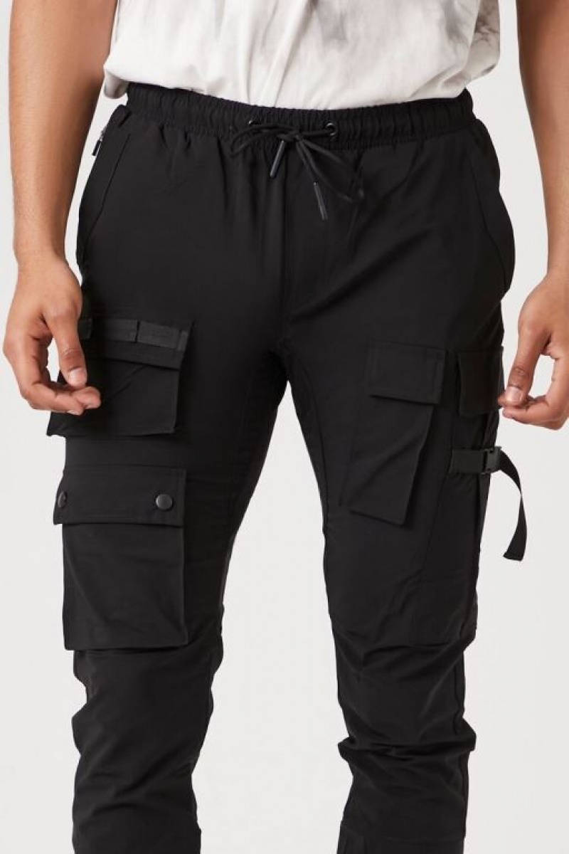 Pantalon Forever 21 Cargo Drawstring Joggers Hombre Negras | fUIjfMAZJLW