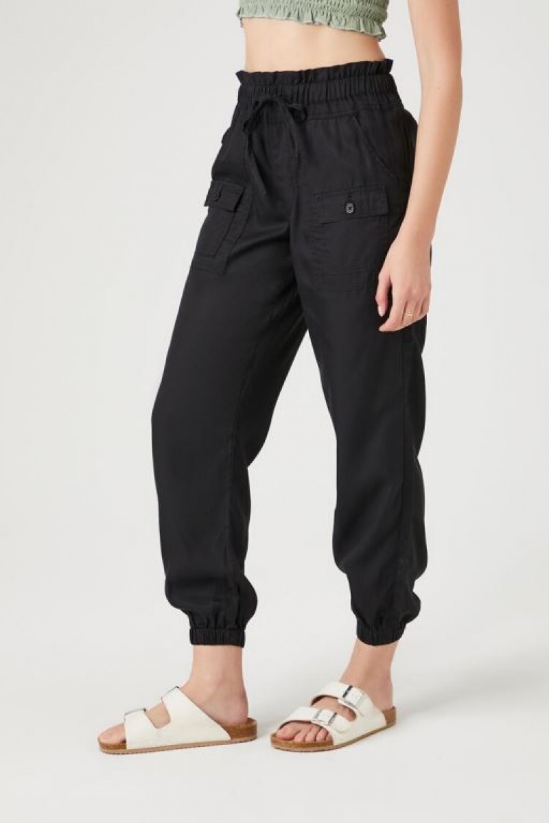 Pantalon Forever 21 Chambray Drawstring Joggers Mujer Negras | Bg7uilbEzsb