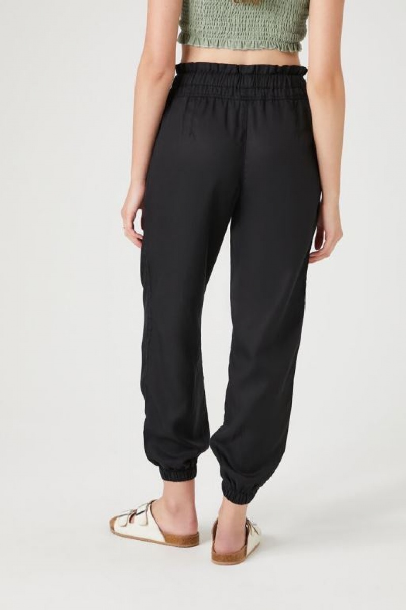 Pantalon Forever 21 Chambray Drawstring Joggers Mujer Negras | Bg7uilbEzsb