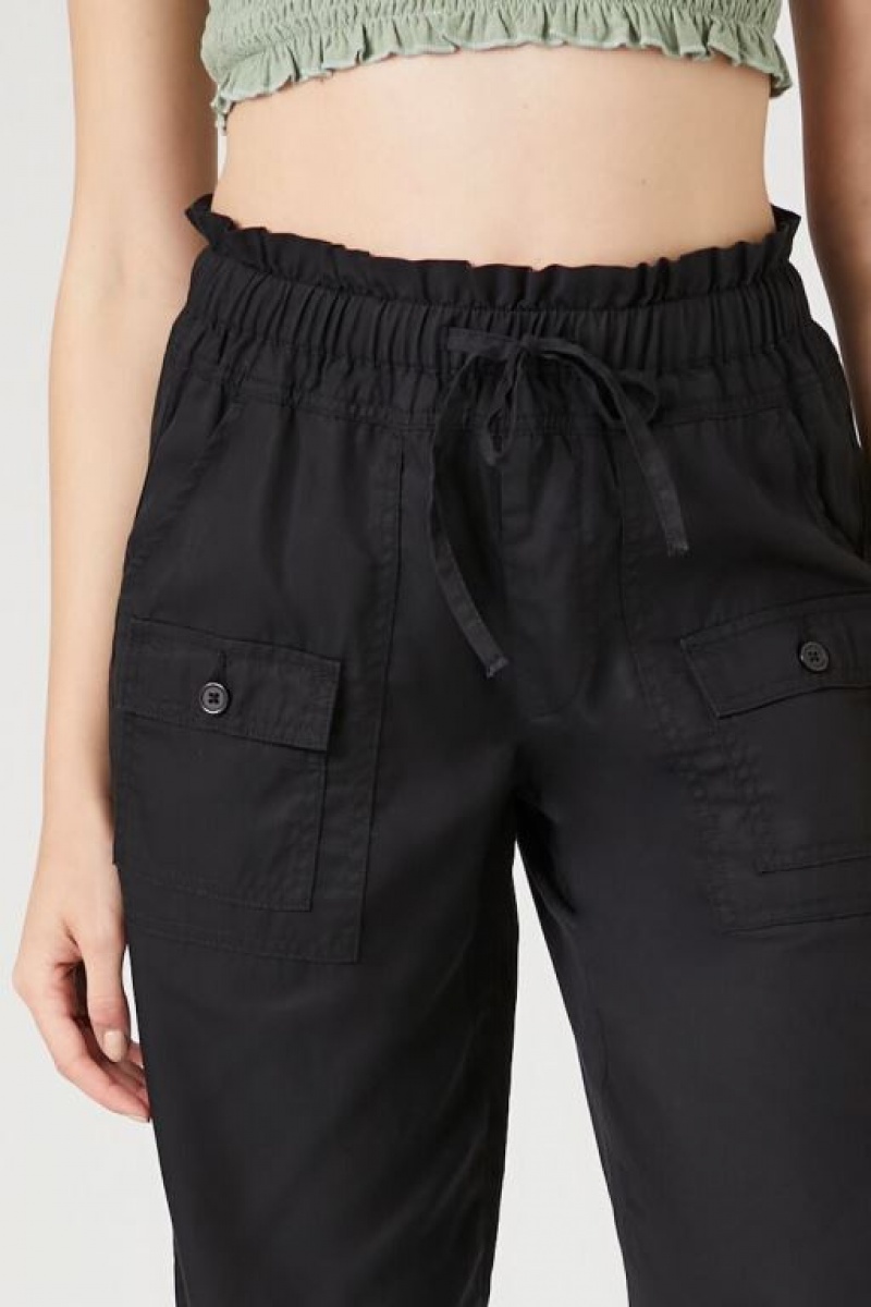 Pantalon Forever 21 Chambray Drawstring Joggers Mujer Negras | Bg7uilbEzsb