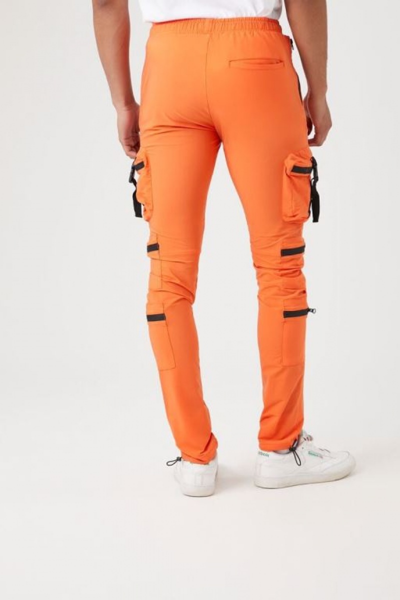 Pantalon Forever 21 Contrast Zipper Cargo Joggers Hombre Naranjas | 8JwXhF16xPE