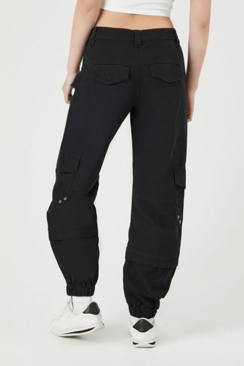 Pantalon Forever 21 Cotton Cargo Joggers Mujer Negras | 9S5MI30OlUg