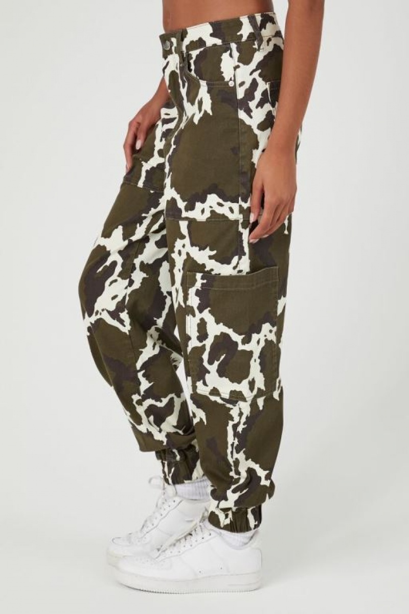 Pantalon Forever 21 Cow Print Joggers Mujer Marrones Blancas | BJQy0WtWPOu