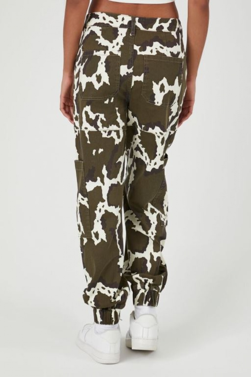 Pantalon Forever 21 Cow Print Joggers Mujer Marrones Blancas | BJQy0WtWPOu