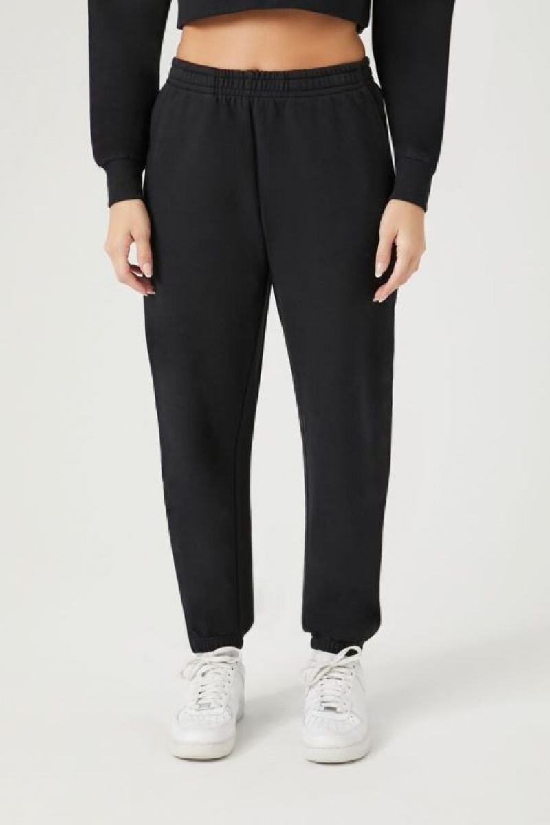 Pantalon Forever 21 Cuffed Fleece Joggers Mujer Negras | zjHvxB16srS