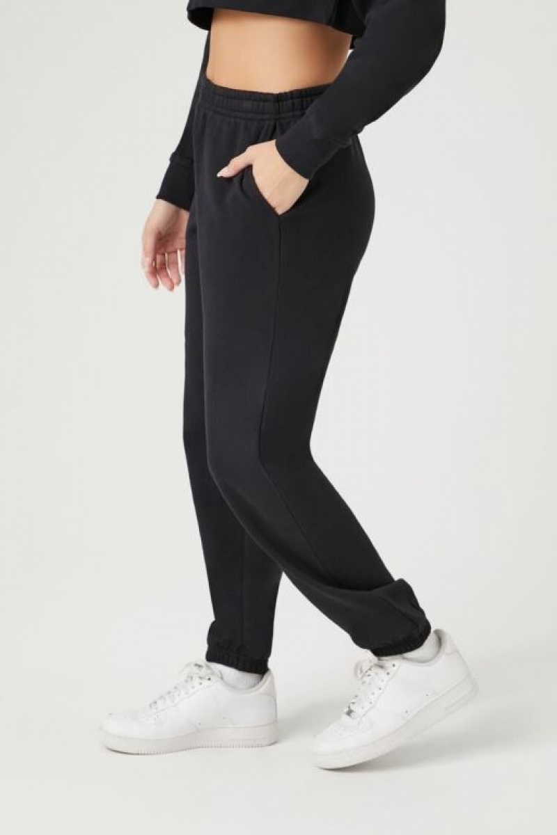 Pantalon Forever 21 Cuffed Fleece Joggers Mujer Negras | zjHvxB16srS