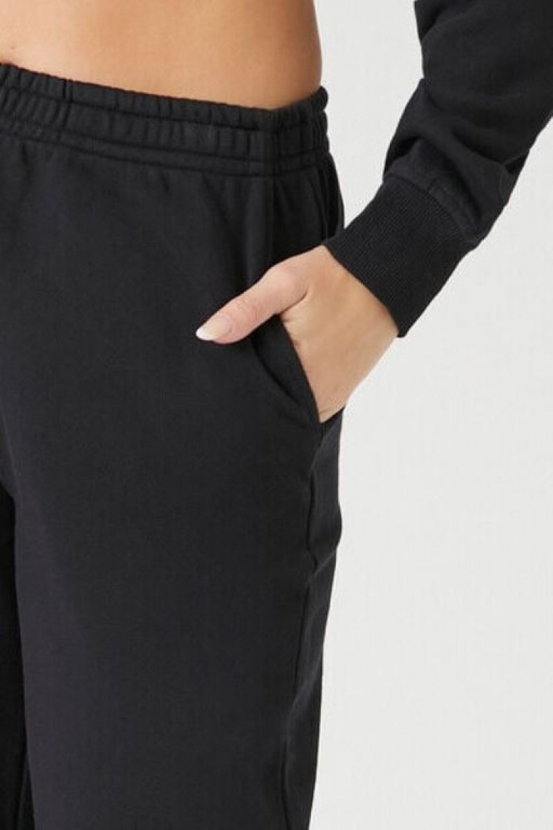 Pantalon Forever 21 Cuffed Fleece Joggers Mujer Negras | zjHvxB16srS