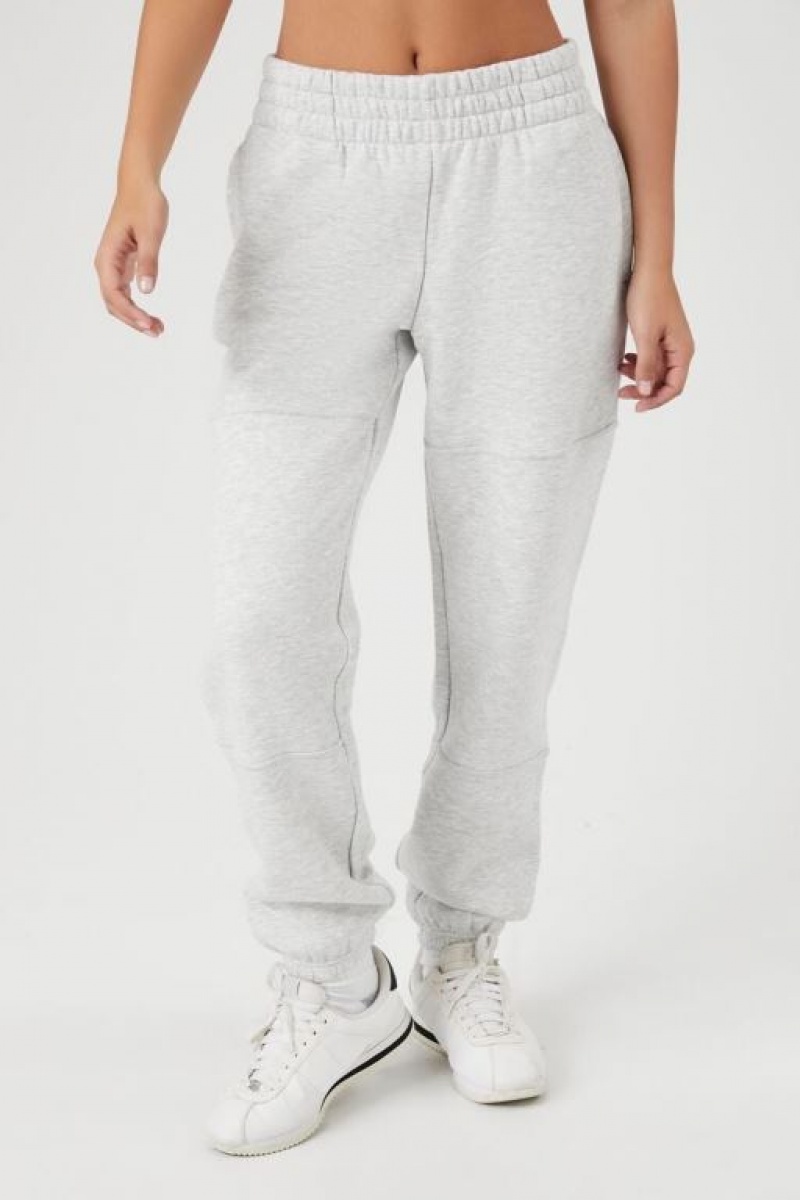 Pantalon Forever 21 Cuffed Fleece Joggers Mujer Gris | 3jDHxzUr6Qs