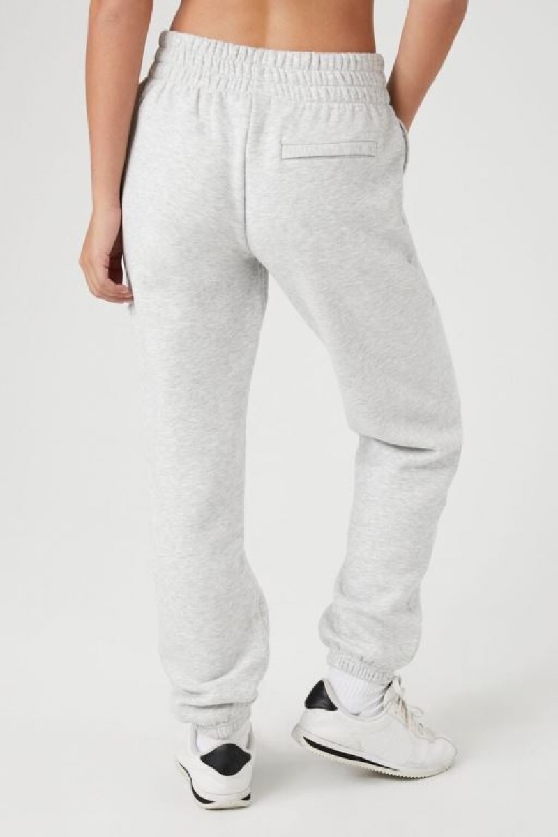 Pantalon Forever 21 Cuffed Fleece Joggers Mujer Gris | 3jDHxzUr6Qs