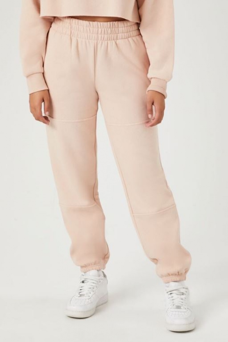 Pantalon Forever 21 Cuffed Fleece Joggers Mujer Marrones Claro | 1LvWl5rBMzw