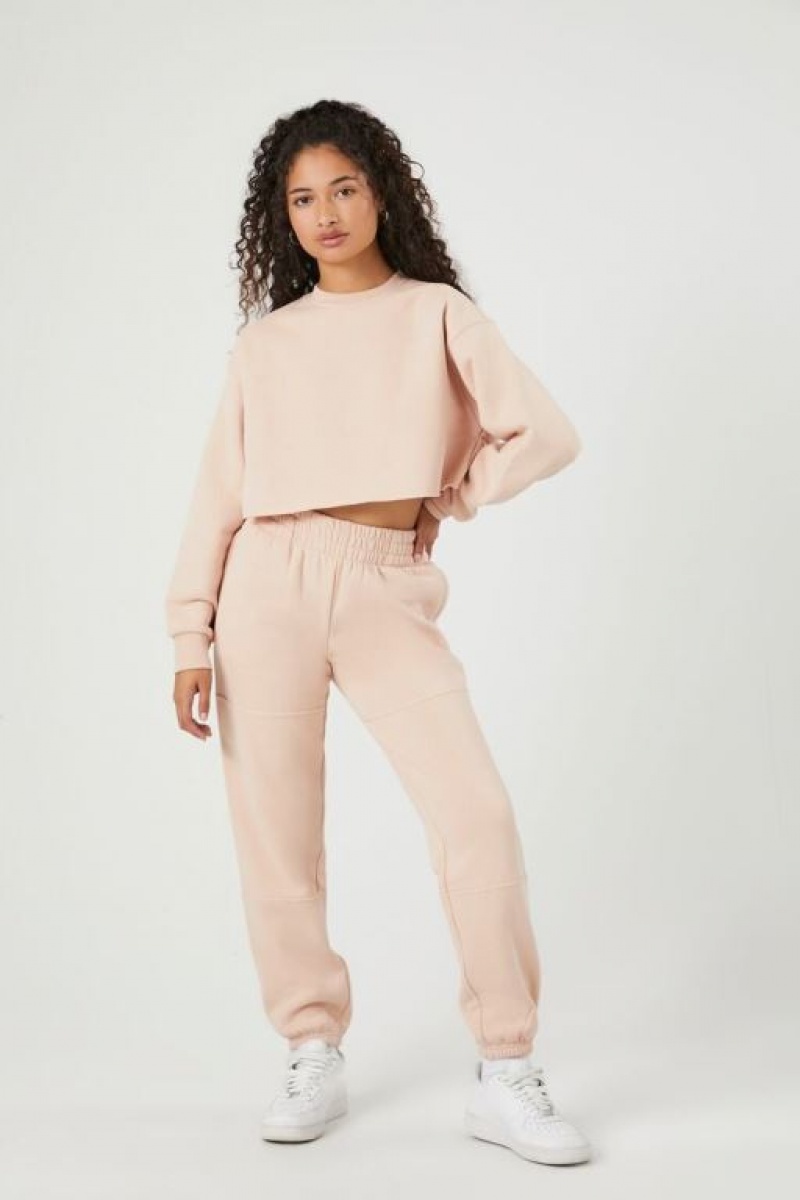 Pantalon Forever 21 Cuffed Fleece Joggers Mujer Marrones Claro | 1LvWl5rBMzw