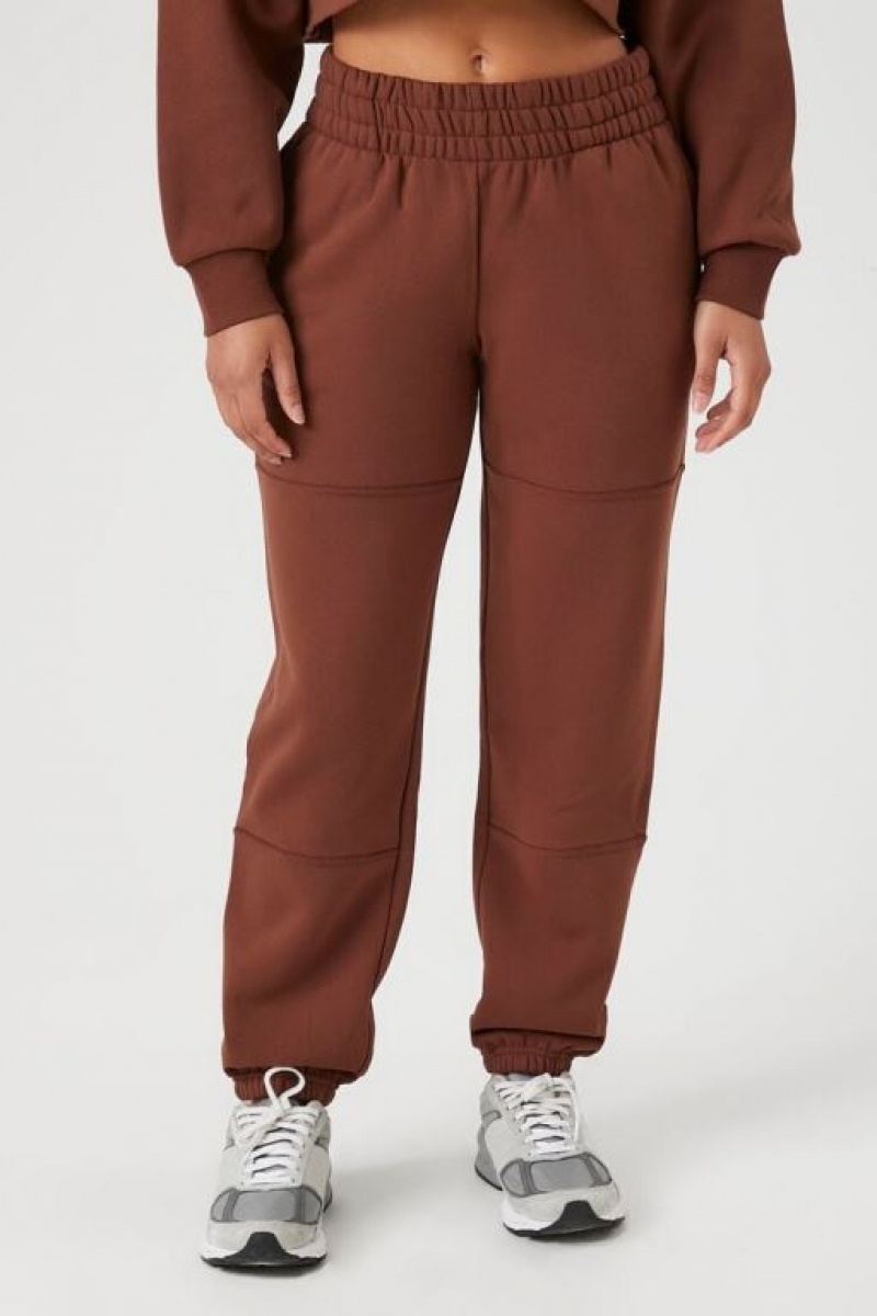 Pantalon Forever 21 Cuffed Fleece Joggers Mujer Cappuccino | D5uYCOvQF5Z