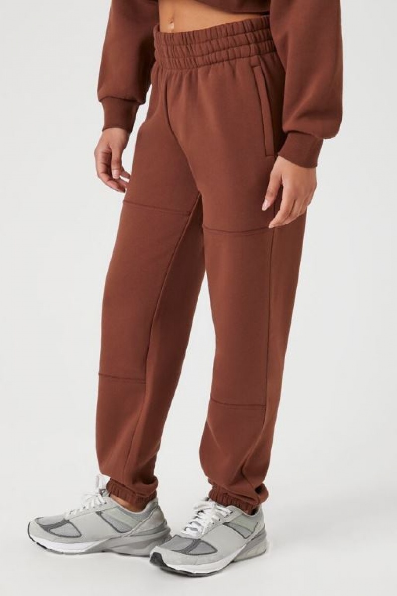 Pantalon Forever 21 Cuffed Fleece Joggers Mujer Cappuccino | D5uYCOvQF5Z