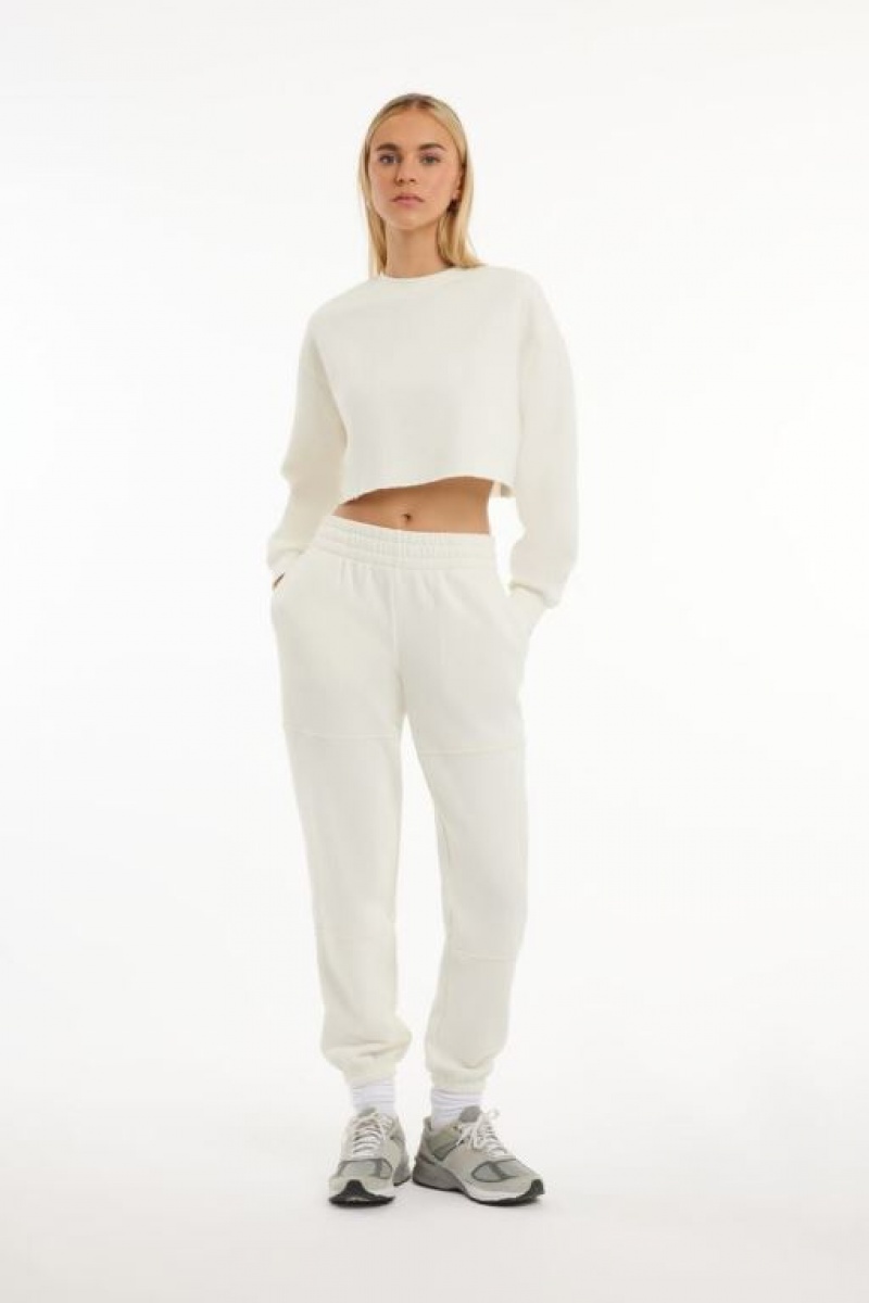 Pantalon Forever 21 Cuffed Fleece Joggers Mujer Blancas | GPDiINMSGNu