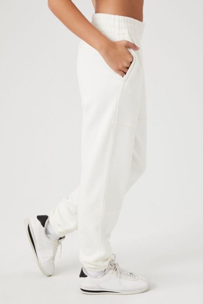 Pantalon Forever 21 Cuffed Fleece Joggers Mujer Blancas | GPDiINMSGNu