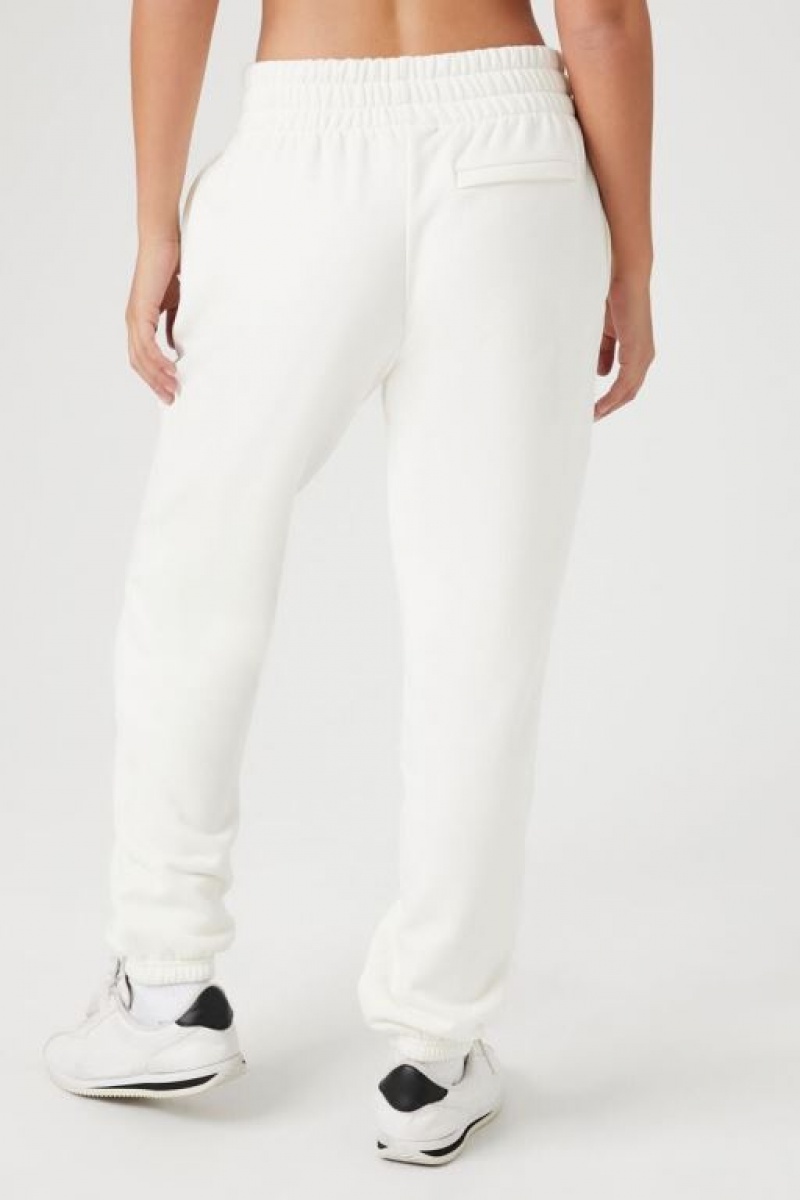 Pantalon Forever 21 Cuffed Fleece Joggers Mujer Blancas | GPDiINMSGNu