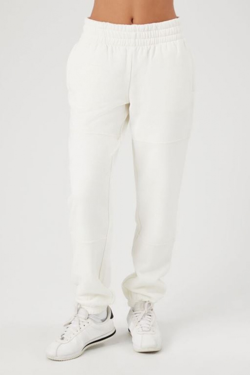 Pantalon Forever 21 Cuffed Fleece Joggers Mujer Blancas | GPDiINMSGNu