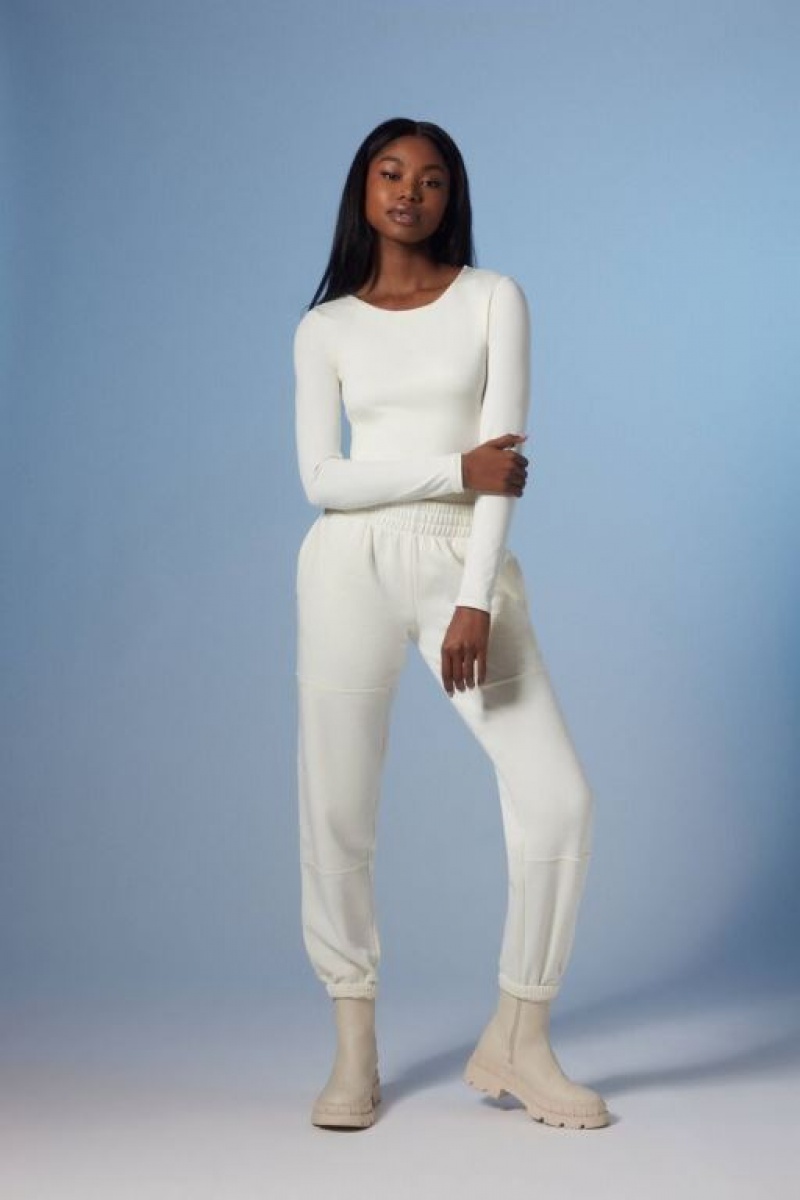 Pantalon Forever 21 Cuffed Fleece Joggers Mujer Blancas | GPDiINMSGNu