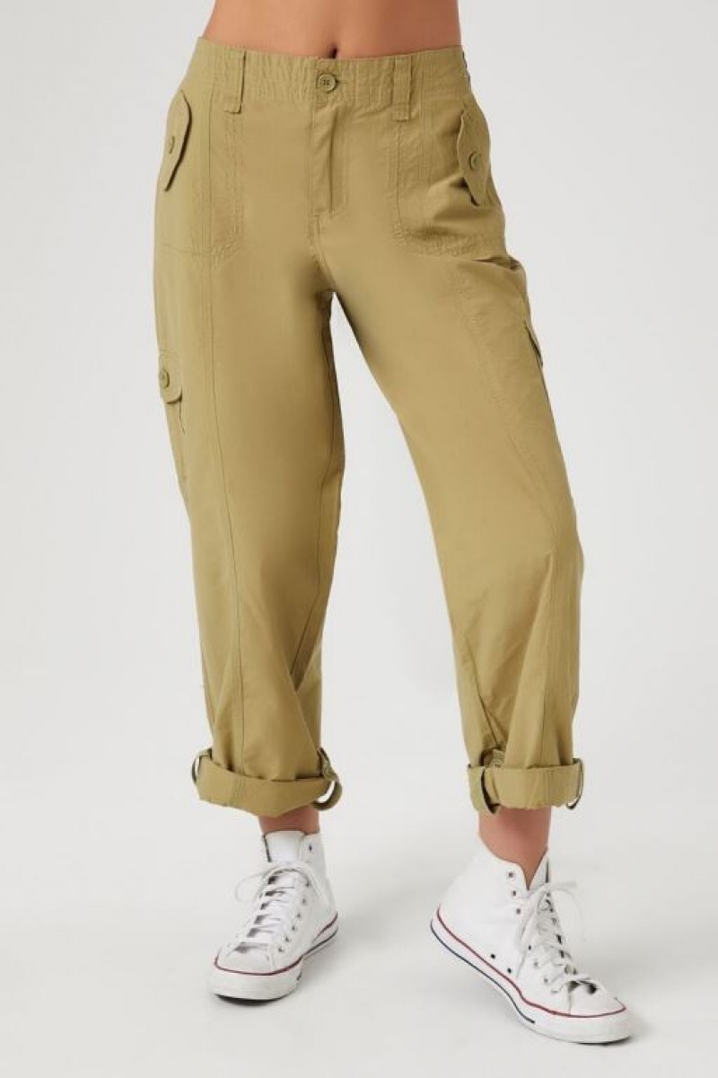 Pantalon Forever 21 Cuffed High Rise Joggers Mujer Verde Oliva | 5kEB3BX3iCE