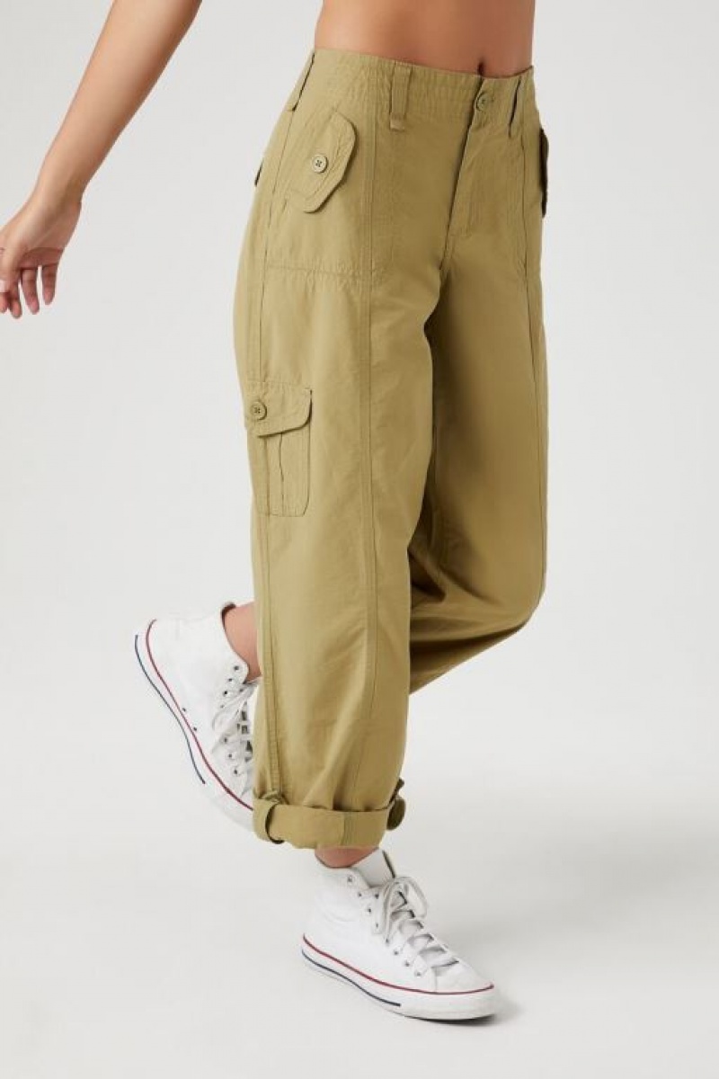 Pantalon Forever 21 Cuffed High Rise Joggers Mujer Verde Oliva | 5kEB3BX3iCE