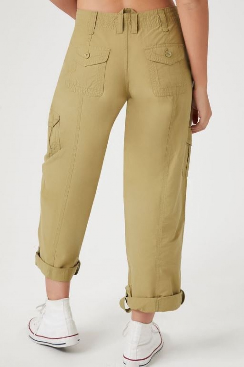 Pantalon Forever 21 Cuffed High Rise Joggers Mujer Verde Oliva | 5kEB3BX3iCE