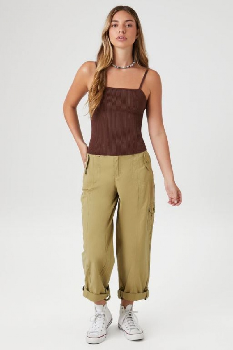 Pantalon Forever 21 Cuffed High Rise Joggers Mujer Verde Oliva | 5kEB3BX3iCE