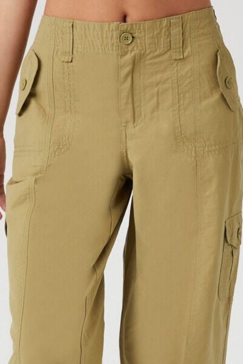 Pantalon Forever 21 Cuffed High Rise Joggers Mujer Verde Oliva | 5kEB3BX3iCE