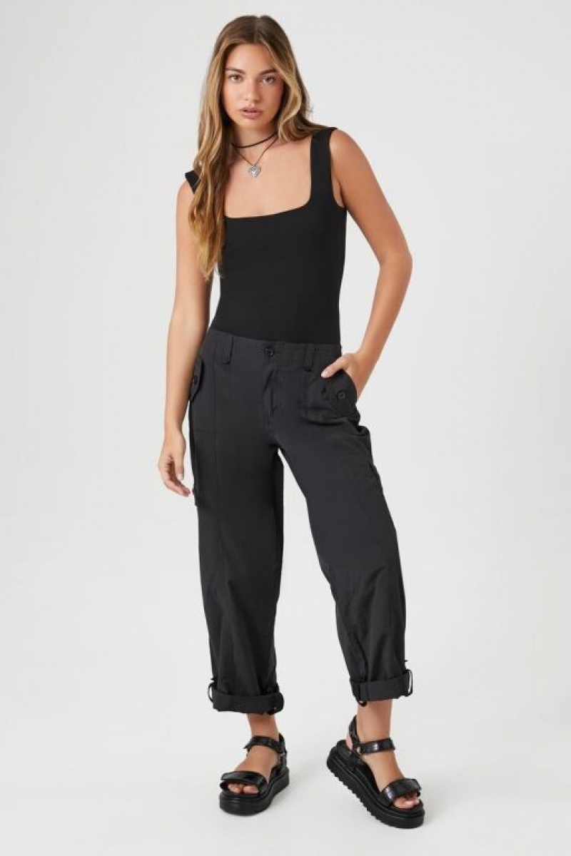 Pantalon Forever 21 Cuffed High Rise Joggers Mujer Negras | Y44GTQy8fS6