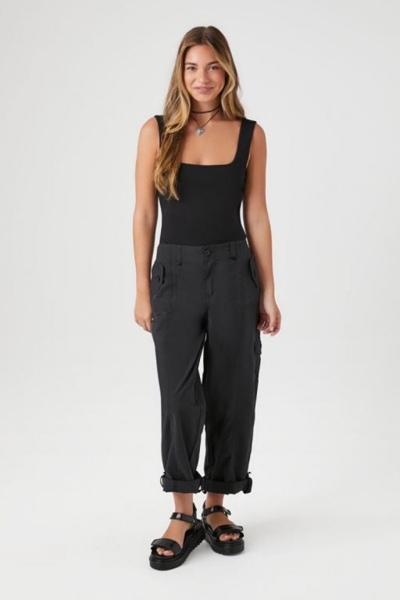 Pantalon Forever 21 Cuffed High Rise Joggers Mujer Negras | Y44GTQy8fS6